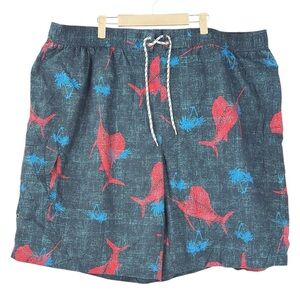 The Foundry Men’s Big & Tall Tropical Themed Drawstring Swim Trunks Size 5XL
